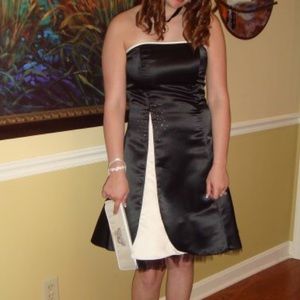 Sold Strapless Black And White Homecoming Dress